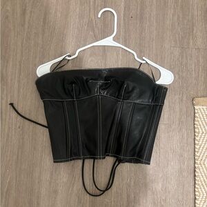 Edikted Black Faux Leather Corset Top